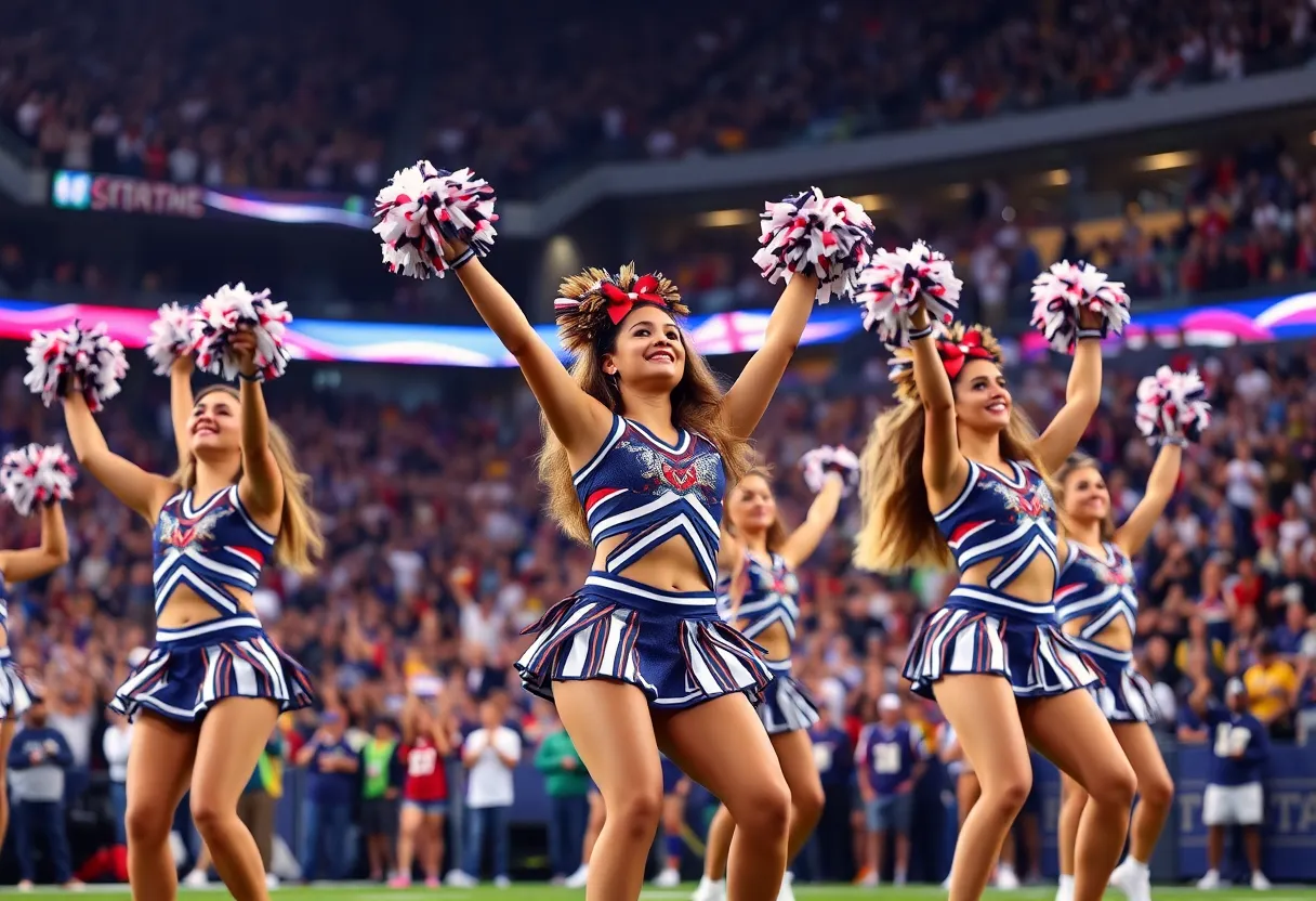 Dallas Cowboys Cheerleaders performing at an NFL game