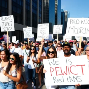 Protesters marching in Dallas advocating for immigration reform