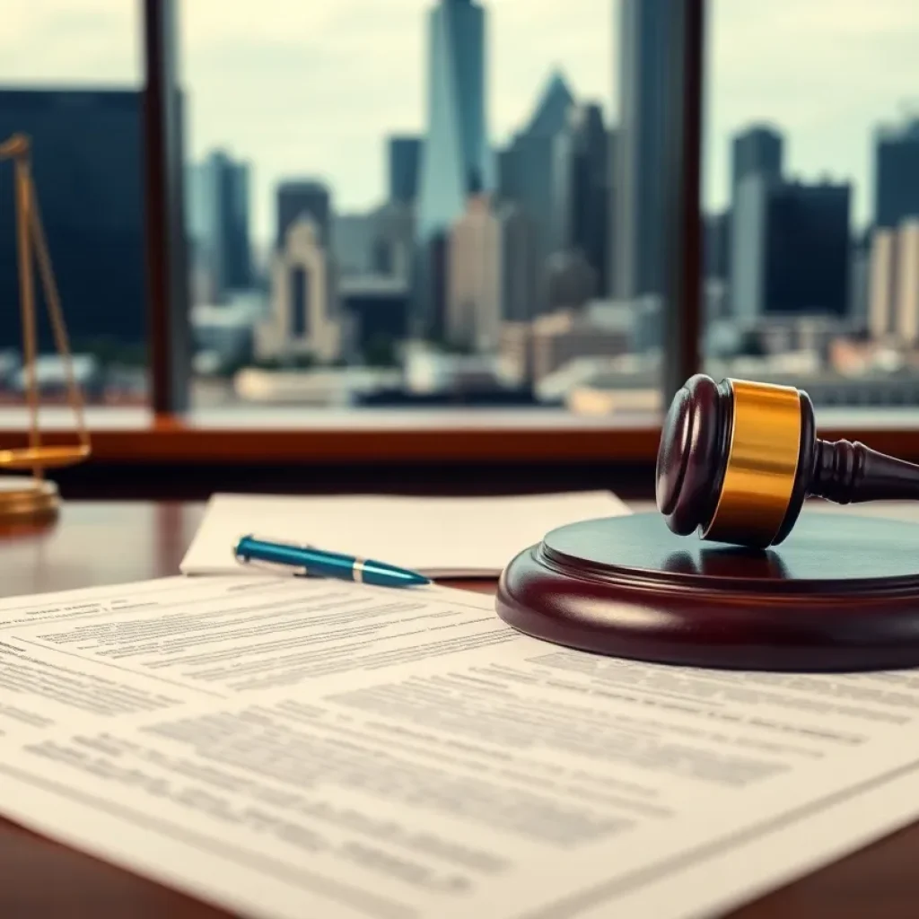 A courtroom representing the Dallas lawsuit against city ordinances.
