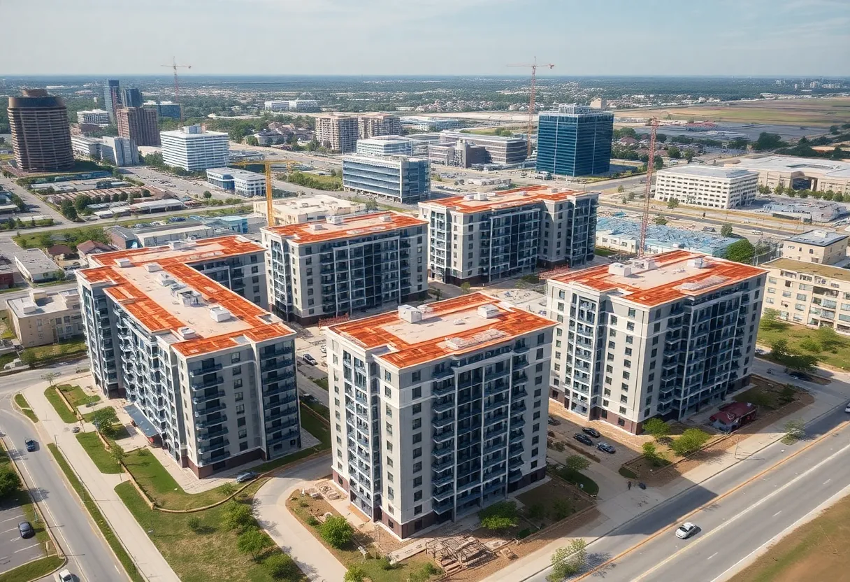 Aerial view of Dallas multifamily developments