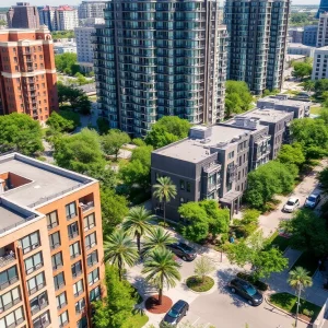 View of multifamily residential buildings in Dallas-Fort Worth
