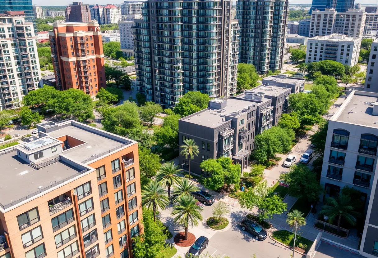 View of multifamily residential buildings in Dallas-Fort Worth