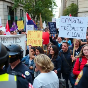 Demonstrators protesting in Dallas for Gaza