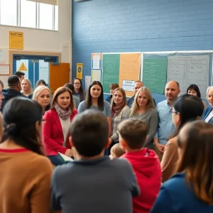 Community members discussing ethical donations at a Dallas school