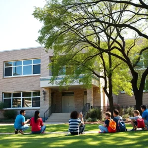 Outdoor learning environment at a Dallas school