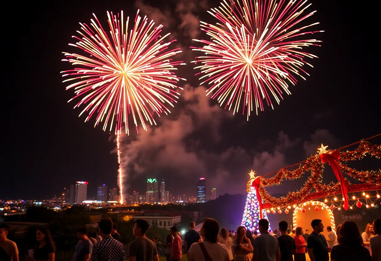 Fireworks over a North Texas city celebrating Independence Day