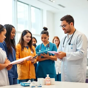 Diverse students engaged in healthcare education and training