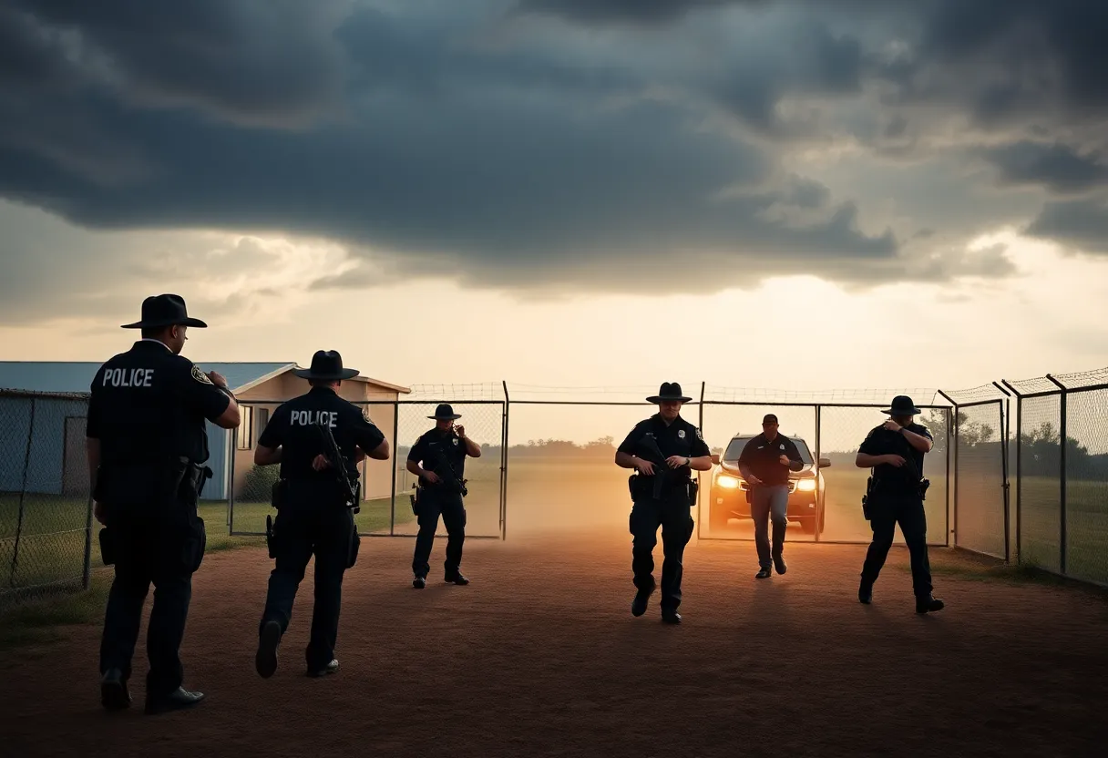 Law enforcement officers responding to a crisis at a detention center