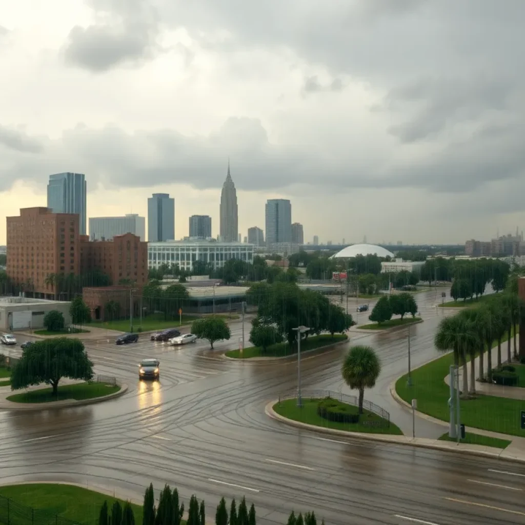 Heavy rain and flooding in Dallas, Texas streets