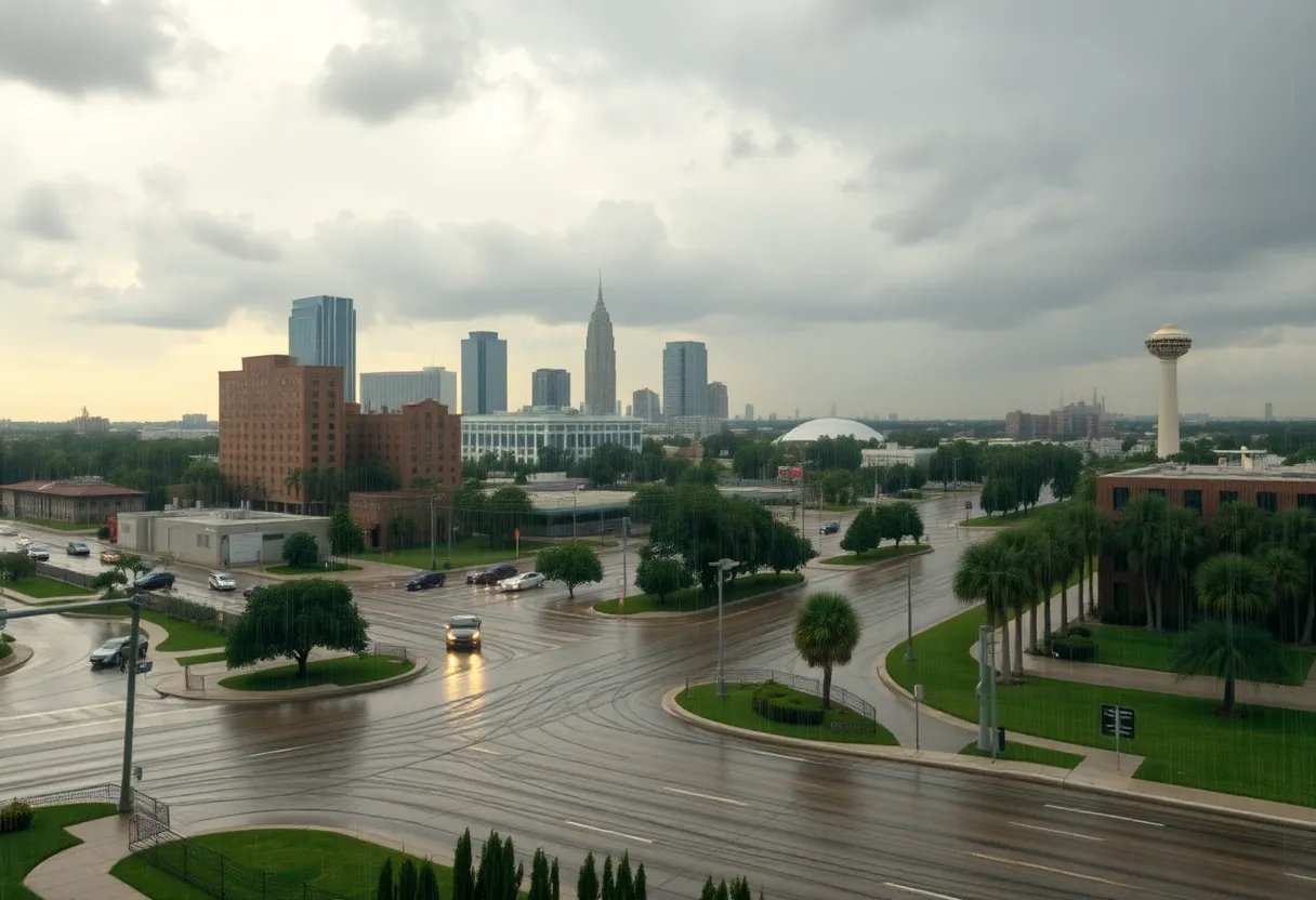 Heavy rain and flooding in Dallas, Texas streets