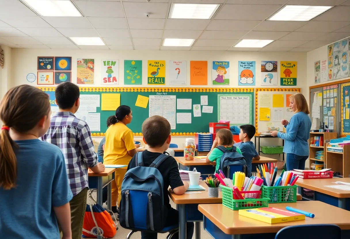 Classroom setup for new school year in North Texas