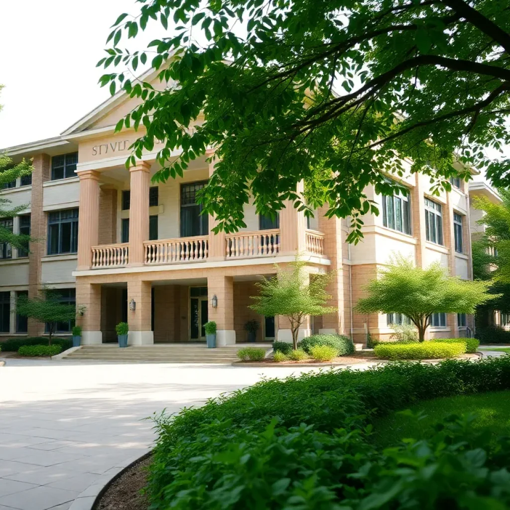 Exterior view of St. Philip's School Community Center in Dallas, Texas.