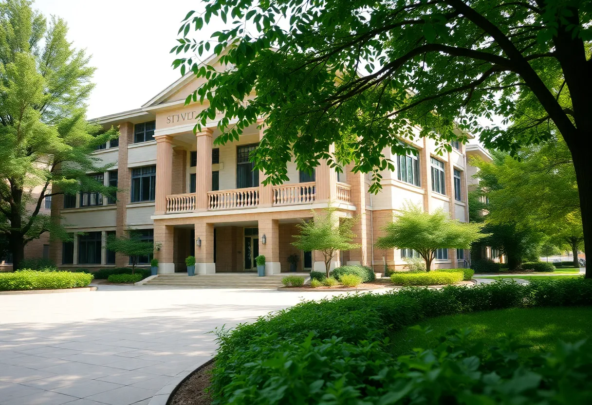 Exterior view of St. Philip's School Community Center in Dallas, Texas.