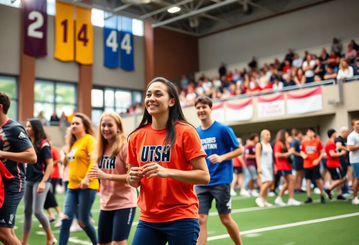 Student-athletes competing in a college athletic event at the University of Dallas