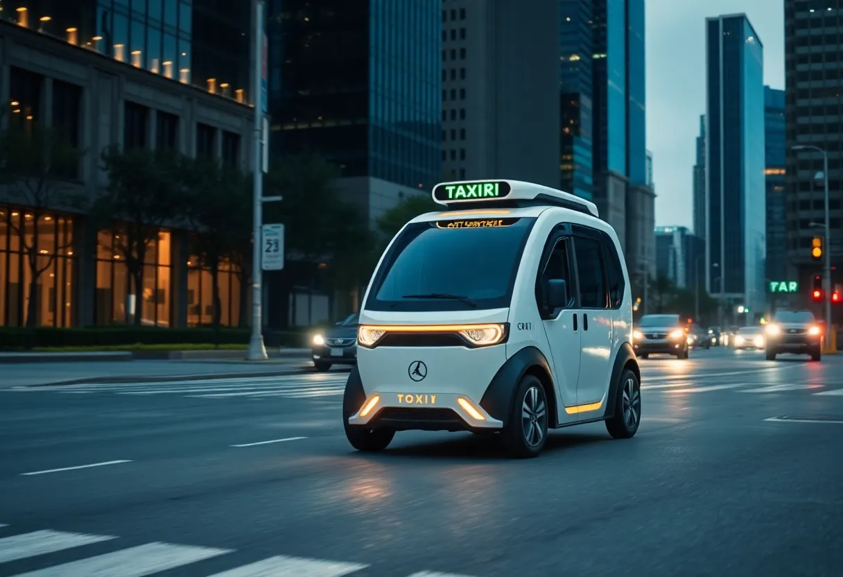 Waymo's autonomous robotaxi driving in Dallas cityscape