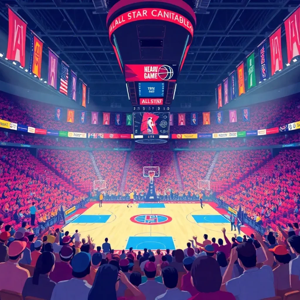 Fans cheering at a WNBA All-Star Game