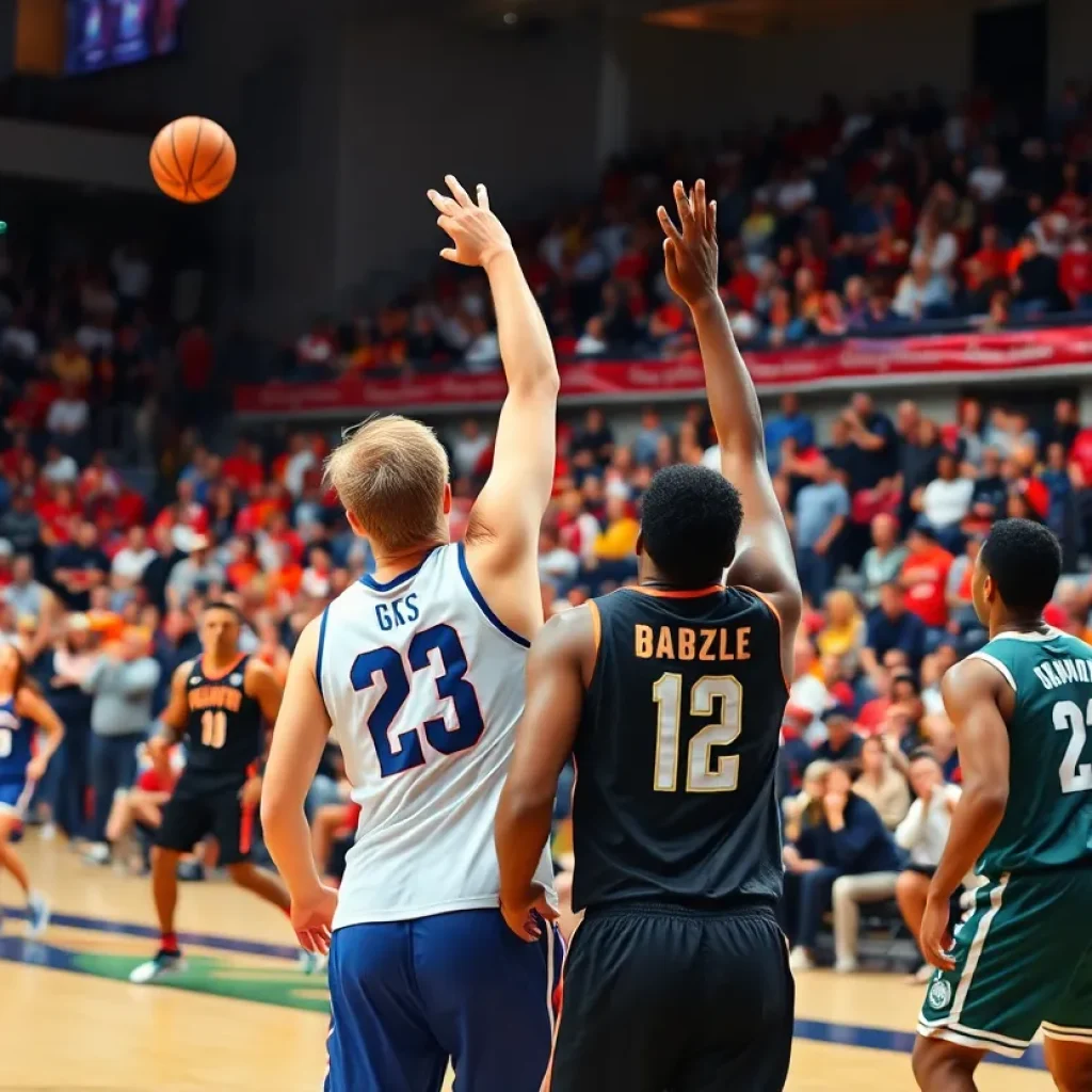 Basketball players competing during the WNBA All-Star Game.