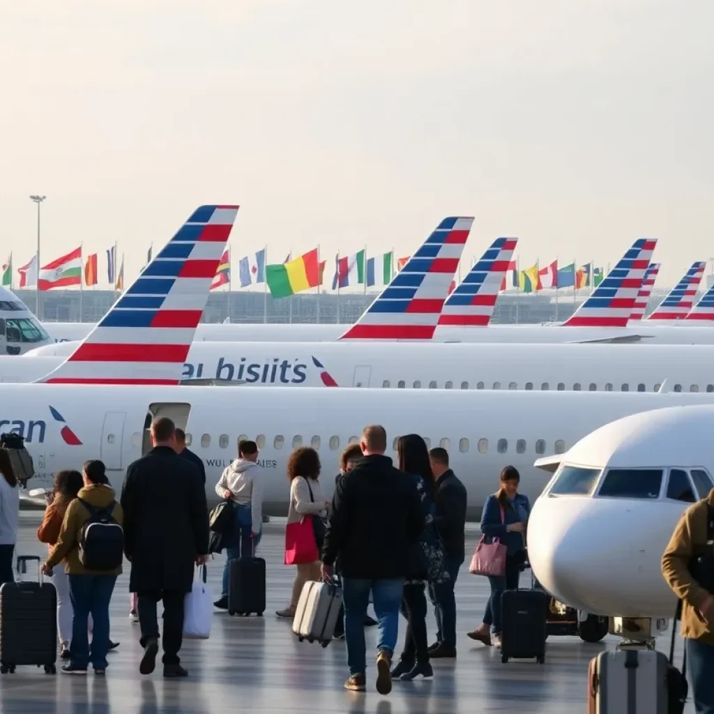 American Airlines planes at airport preparing for World Cup travel