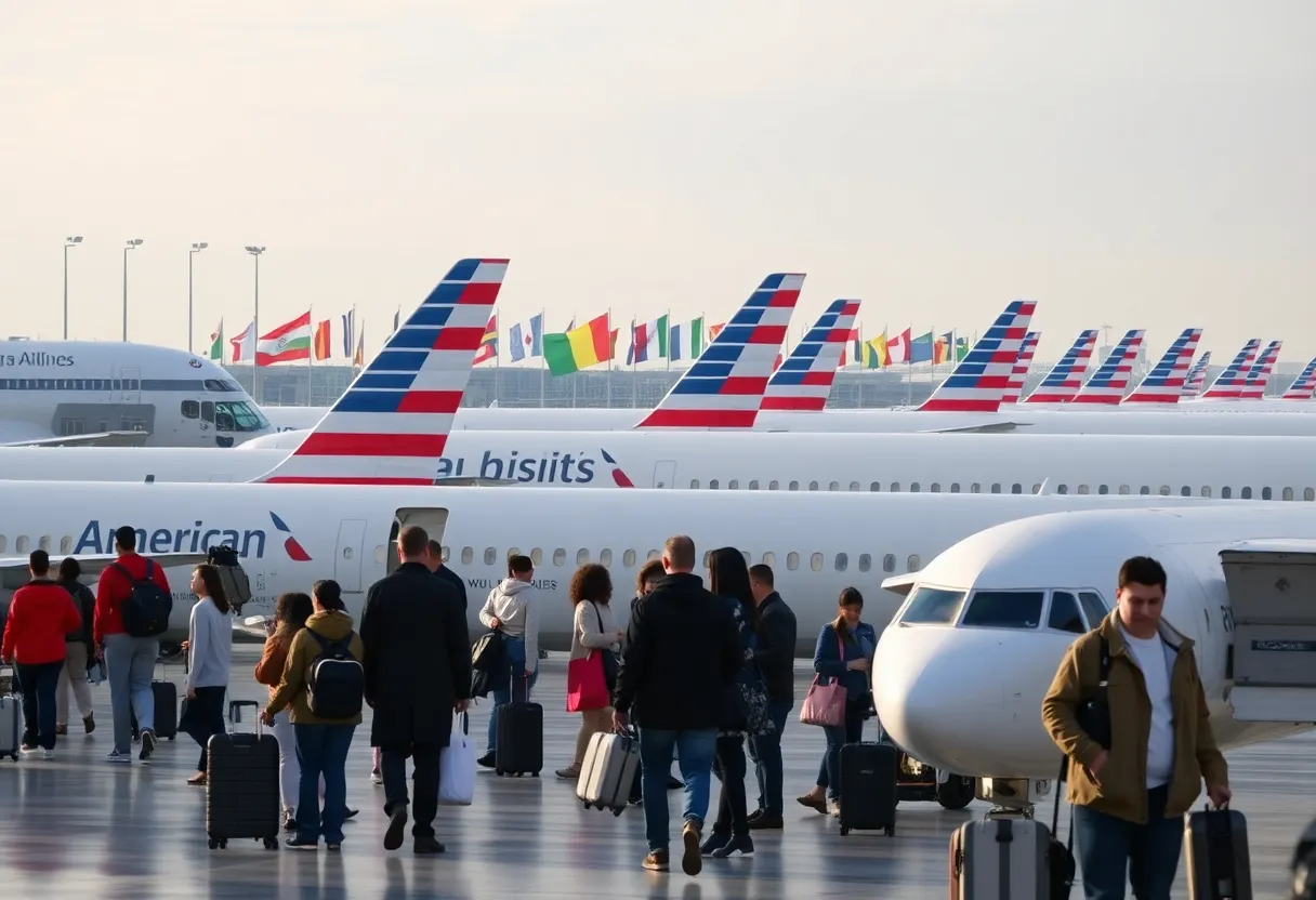 American Airlines planes at airport preparing for World Cup travel