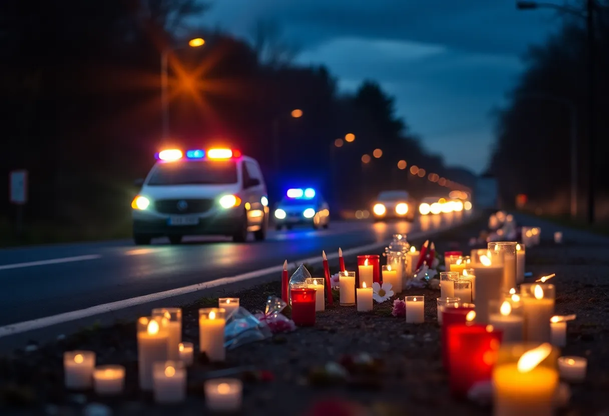 Memorial candles at the site of a tragic crash in Burnet County.