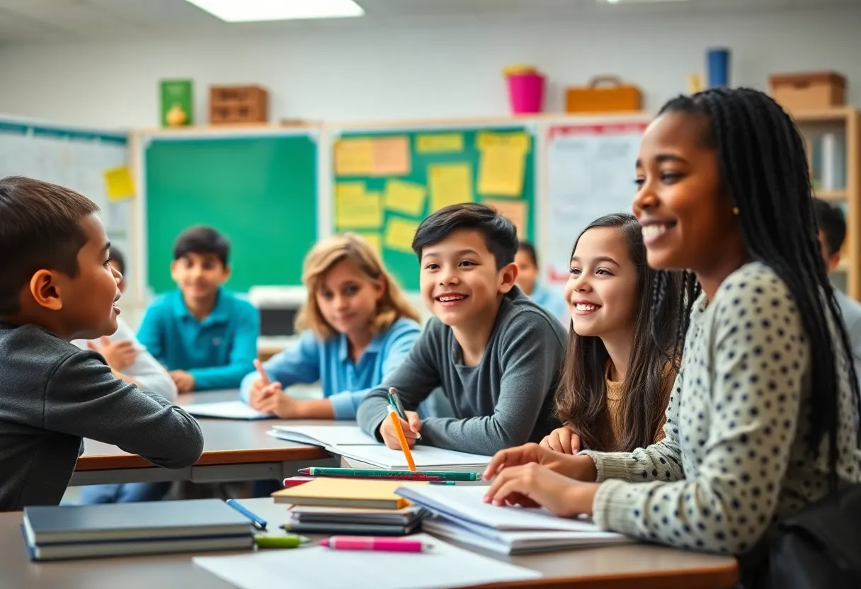 Diverse classroom with students engaged in learning activities