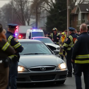 Scene of a car crash in Dallas with emergency responders at work.