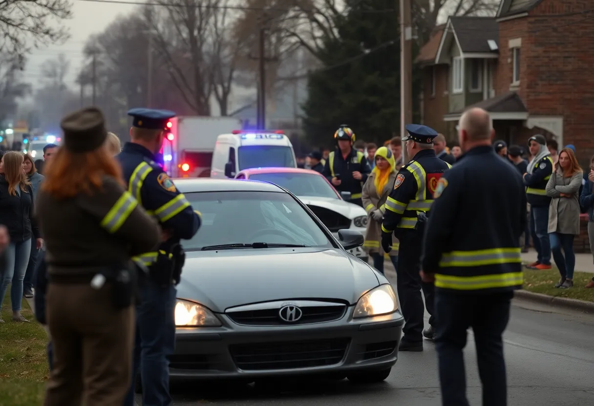 Scene of a car crash in Dallas with emergency responders at work.