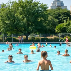 Families enjoying a community pool in Dallas