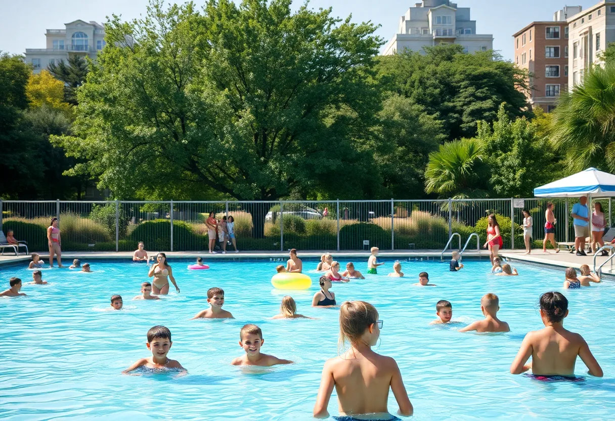 Families enjoying a community pool in Dallas