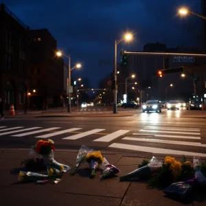 Tributes at the site of a hit-and-run accident in Dallas