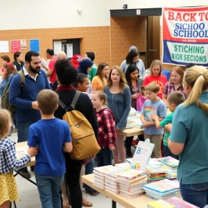 Families participating in the Dallas ISD Back to School Kickoff event.