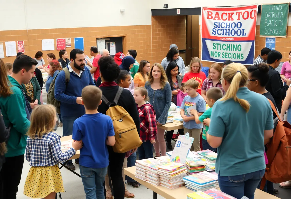 Families participating in the Dallas ISD Back to School Kickoff event.