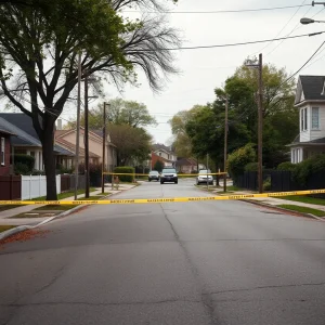 Quiet Dallas neighborhood scene with police tape