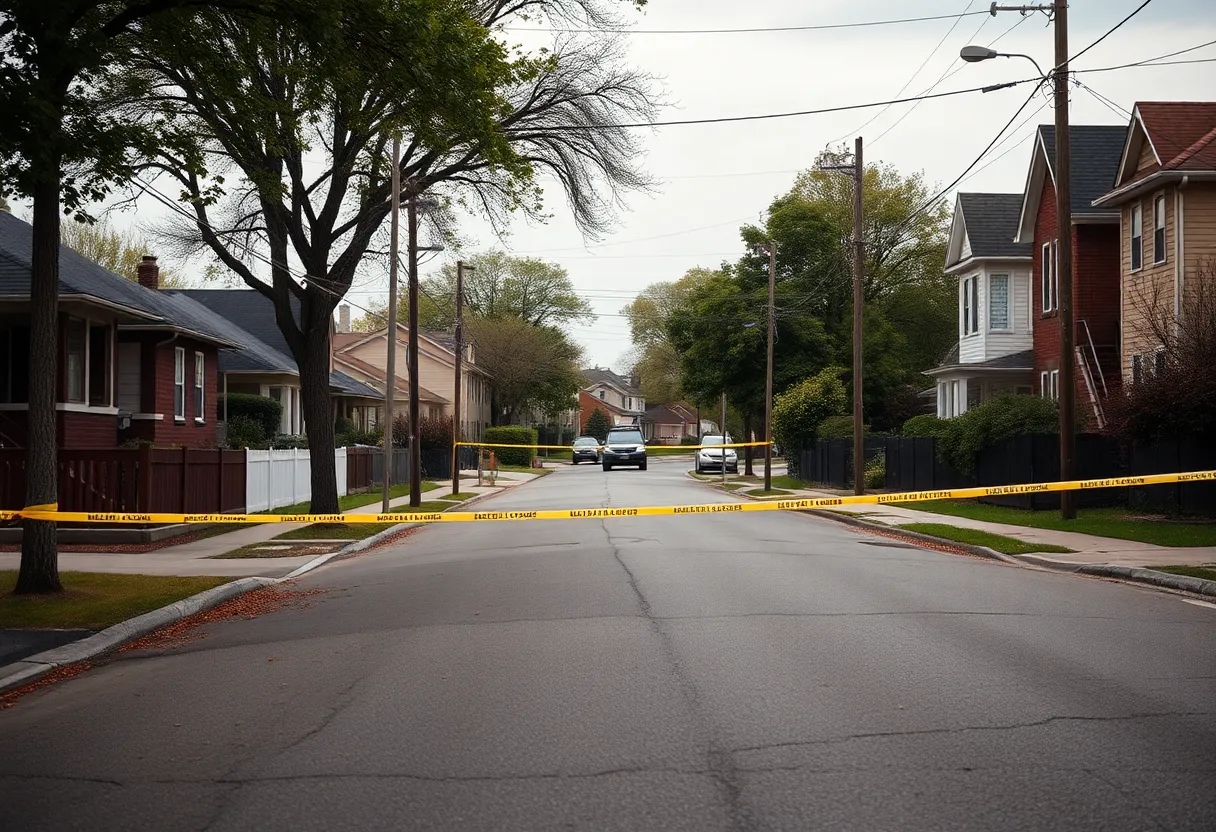 Quiet Dallas neighborhood scene with police tape