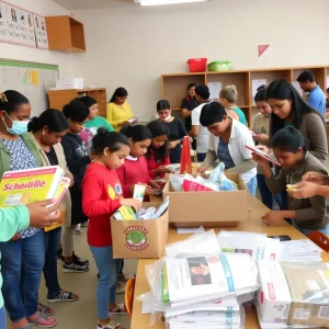 Volunteers working on Stock the School program