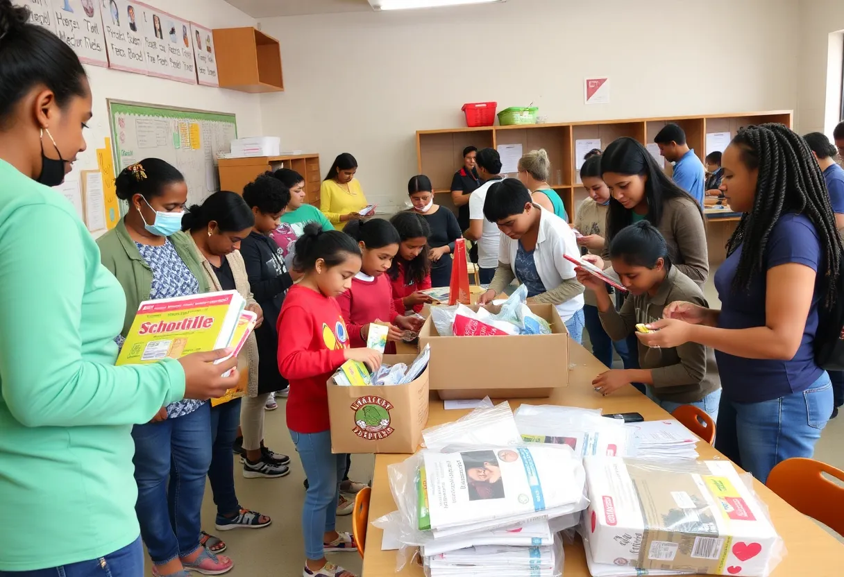 Volunteers working on Stock the School program