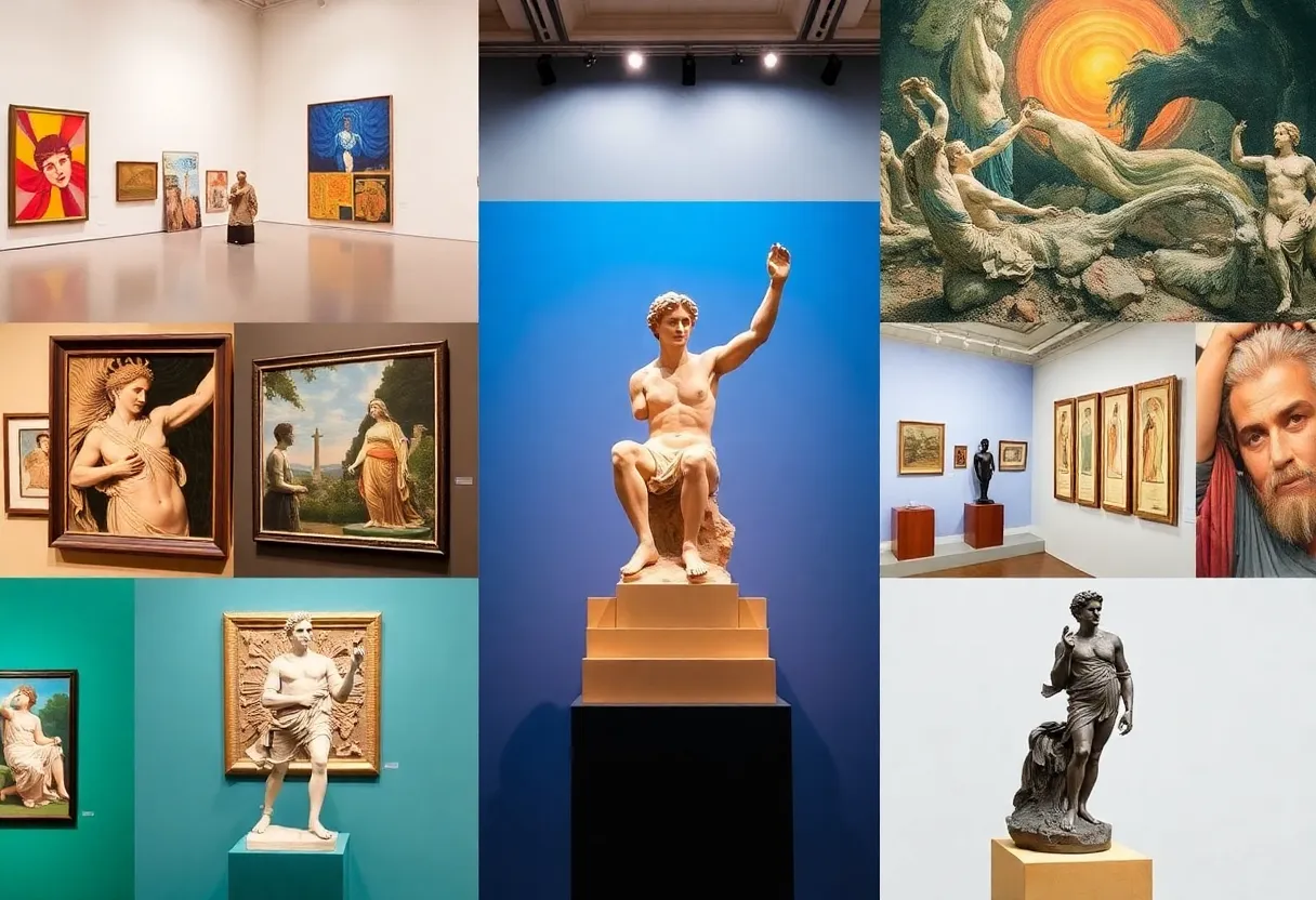 A collage of artworks from Fort Worth museums exhibitions