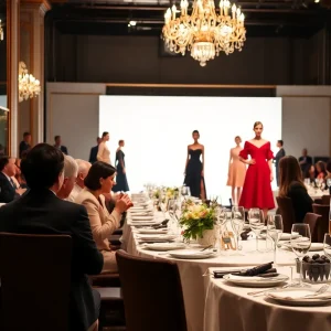 Models walking the runway showcasing fashion designs at the French Connection Luncheon and Fashion Show.
