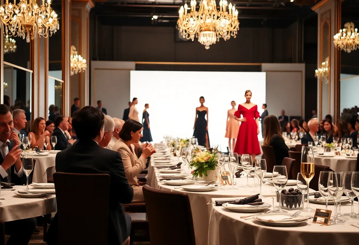 Models walking the runway showcasing fashion designs at the French Connection Luncheon and Fashion Show.