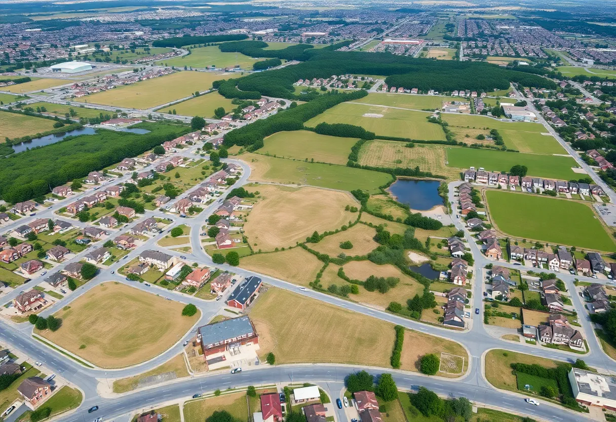 Aerial view of Grand Prairie, Texas showing the newly annexed 900 acres.