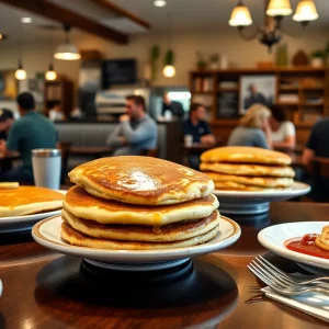 Giant pancakes served at Hubcap Cafe in Dallas