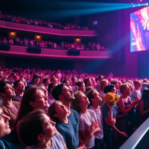 Audience enjoying a musical performance at a concert theater