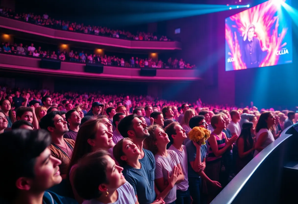 Audience enjoying a musical performance at a concert theater