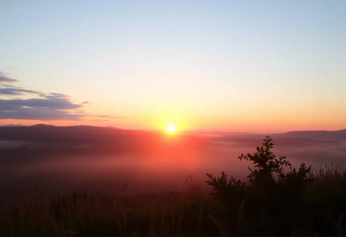 A serene sunset landscape symbolizing remembrance