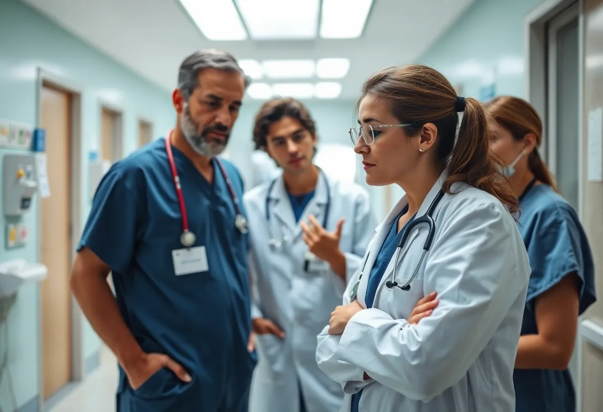 Medical team discussing patient safety concerns