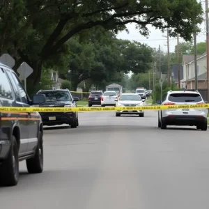 Residential street in Dallas marked by police presence
