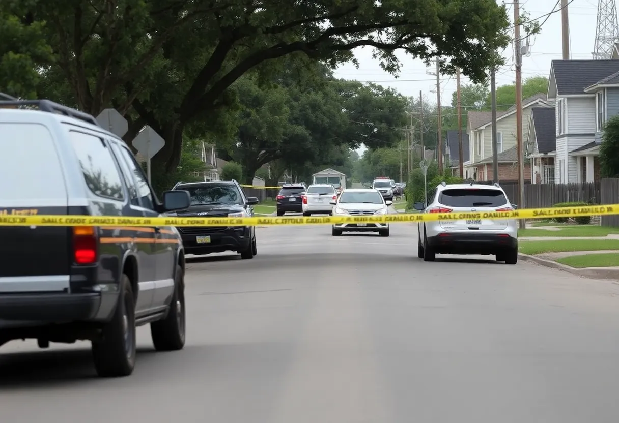 Residential street in Dallas marked by police presence