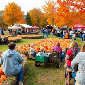 Families enjoying a fall festival in North Texas