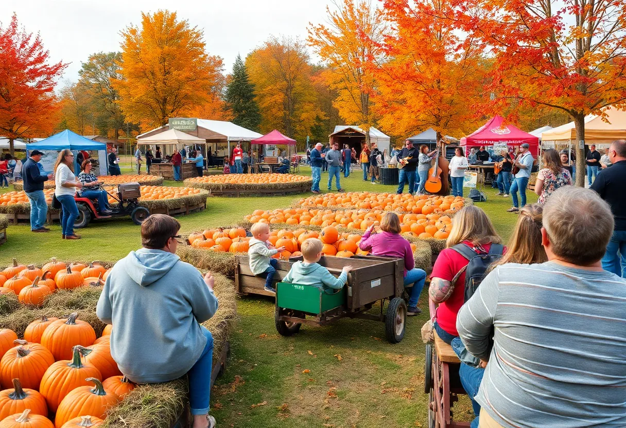 Families enjoying a fall festival in North Texas