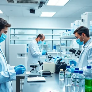 Researchers in a North Texas medical lab working on projects